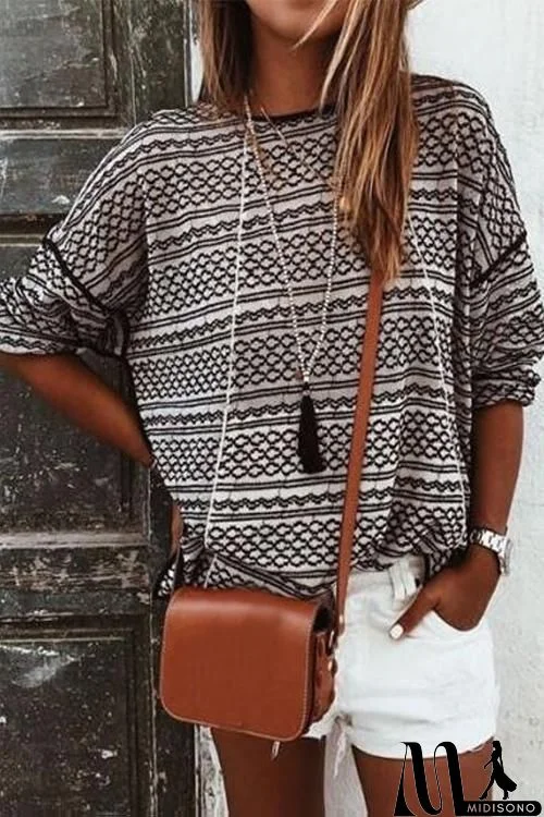 Geometric Printed Long Sleeve T-shirt