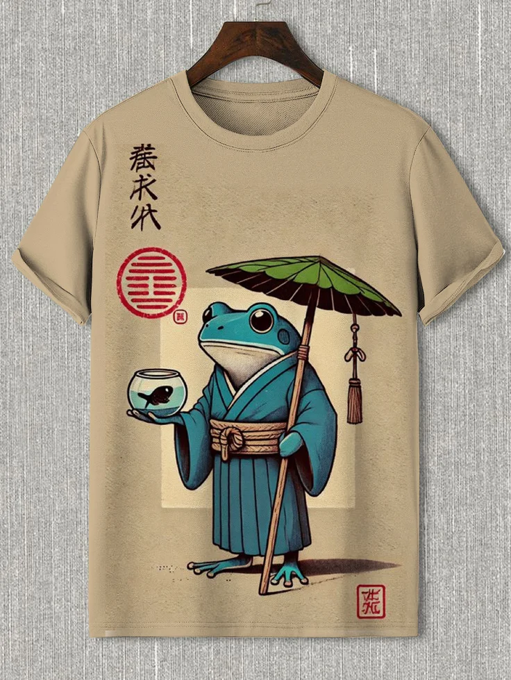 Men's Frog Taoist Japanese Art Print T-Shirt
