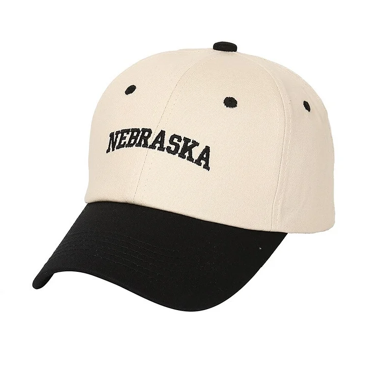 Hat womensalphabet embroidery splicing duck cap couple outdoor curved rim baseball cap mens travel sun visor