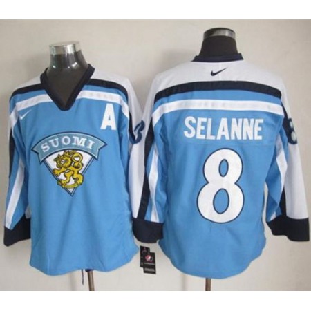 Jets #8 Teemu Selanne Light Blue  Throwback Stitched NHL Jersey