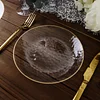 10 Pack | Clear Hammered 7" Round Plastic Dessert Appetizer Plates With Gold Rim, Disposable Salad Party Plate