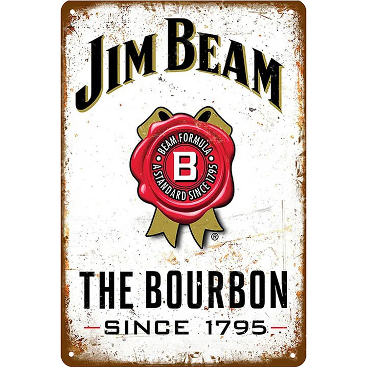 Jim Beam Whiskey - Vintage Tin Signs/Wooden Signs - 7.9x11.8in & 11.8x15.7in