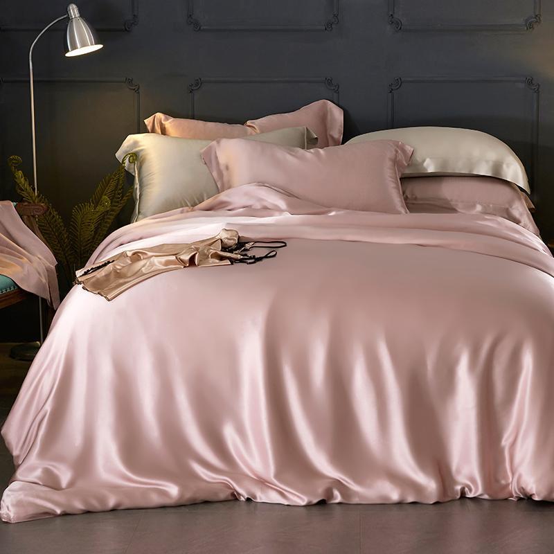 25 Momme Silk Duvet Cover Set | 4pcs Light Rosy Pink