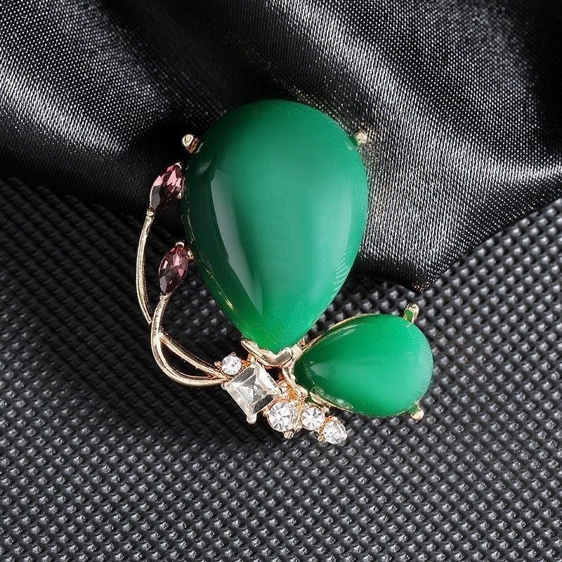 Fashion Pin Flower Alloy Plating Inlay Artificial Gemstones Pearl Women’S Brooches