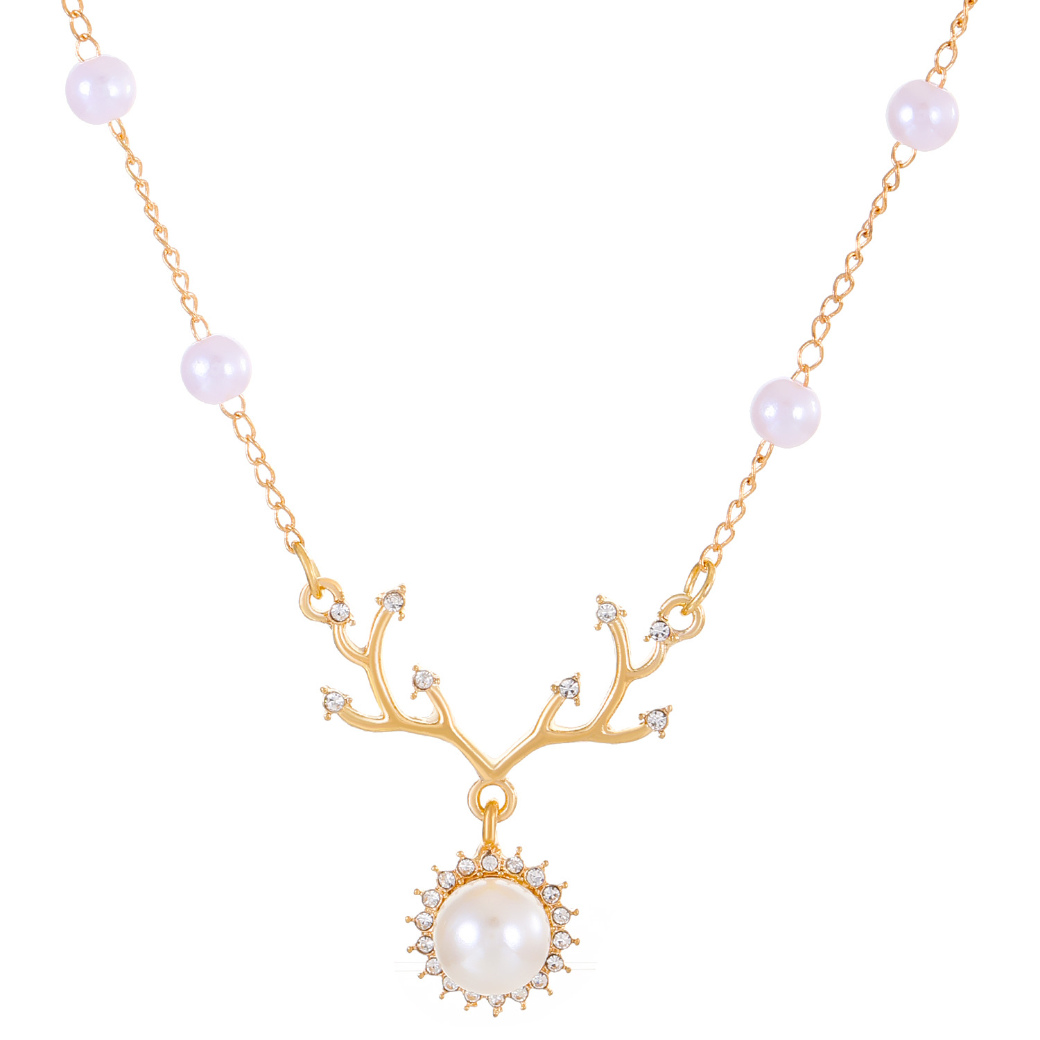 Christmas Pearl Reindeer Necklace wearshes