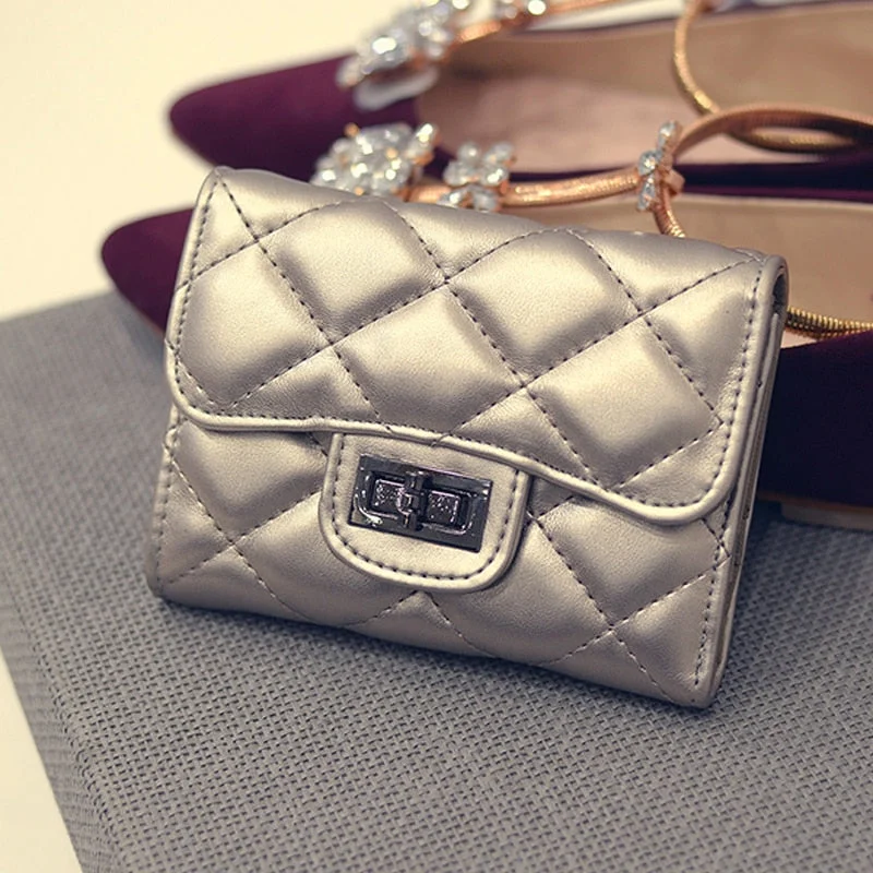 էѧӧܧ Hot Coin Purse Short 3 Folding Small Wallet Women Credit Card Holder Case Lady Leather Case Money Bag Cute Wallet