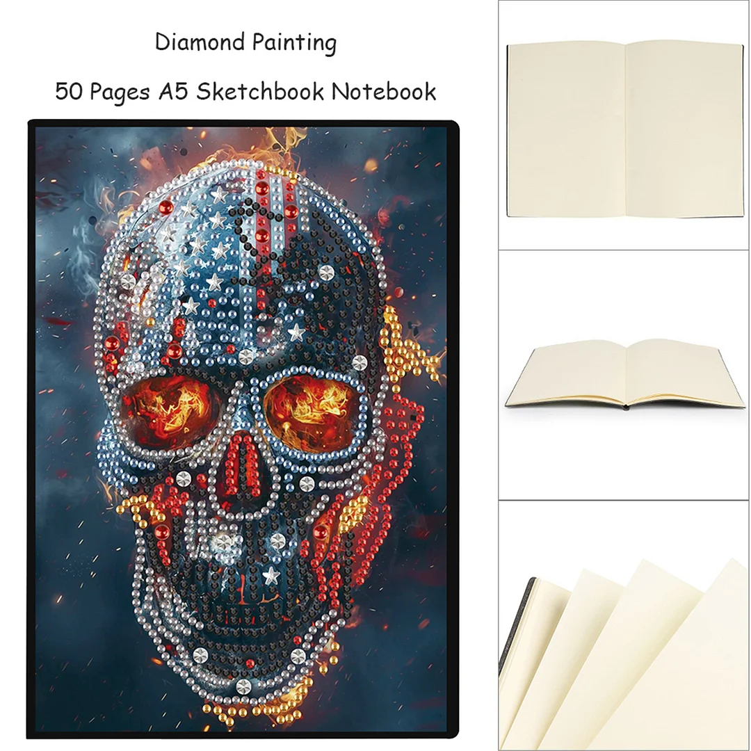 2pcs Human Head Partial DIY 50 Pages A5 Diamond Painting Notebook for Study Home
