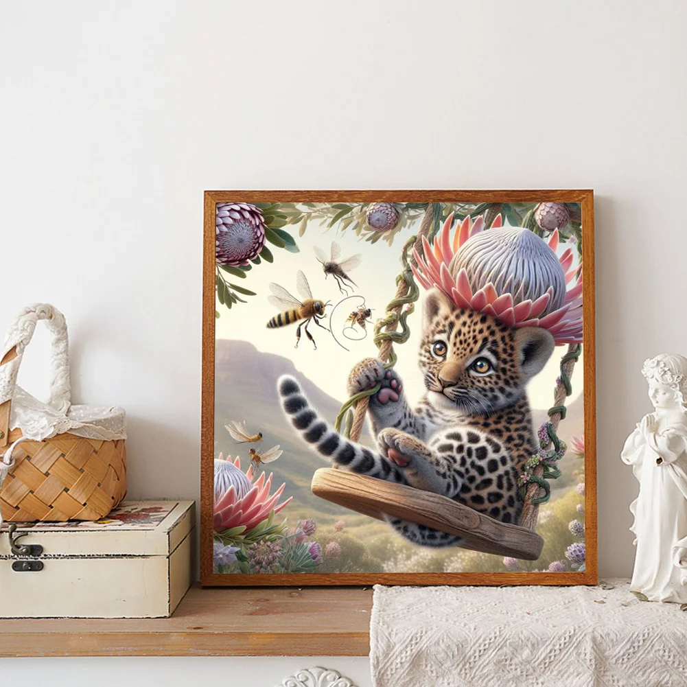 Diamond Painting - Full Round Drill - Swing Leopard(Canvas|40*40cm)