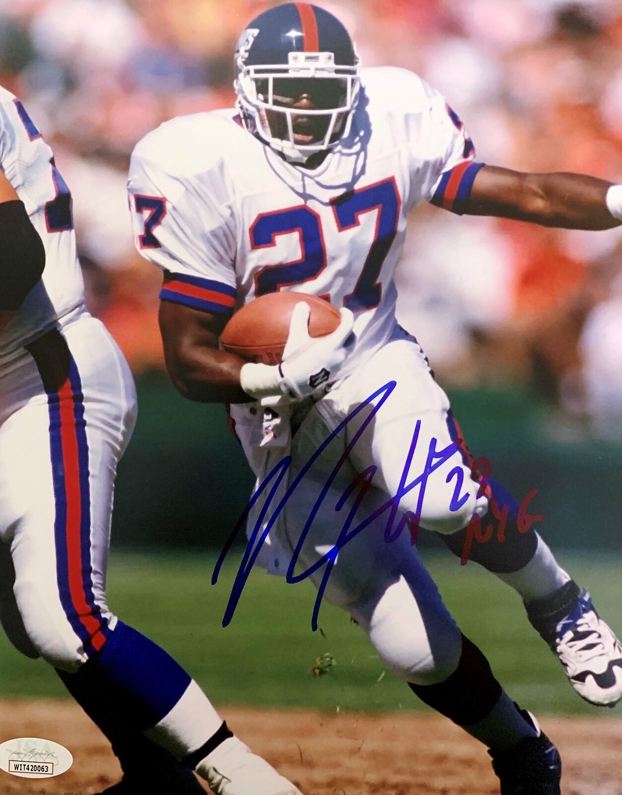 Rodney Hampton Signed 8x10 Photo Poster painting - New York Giants JSA (White Jersey)