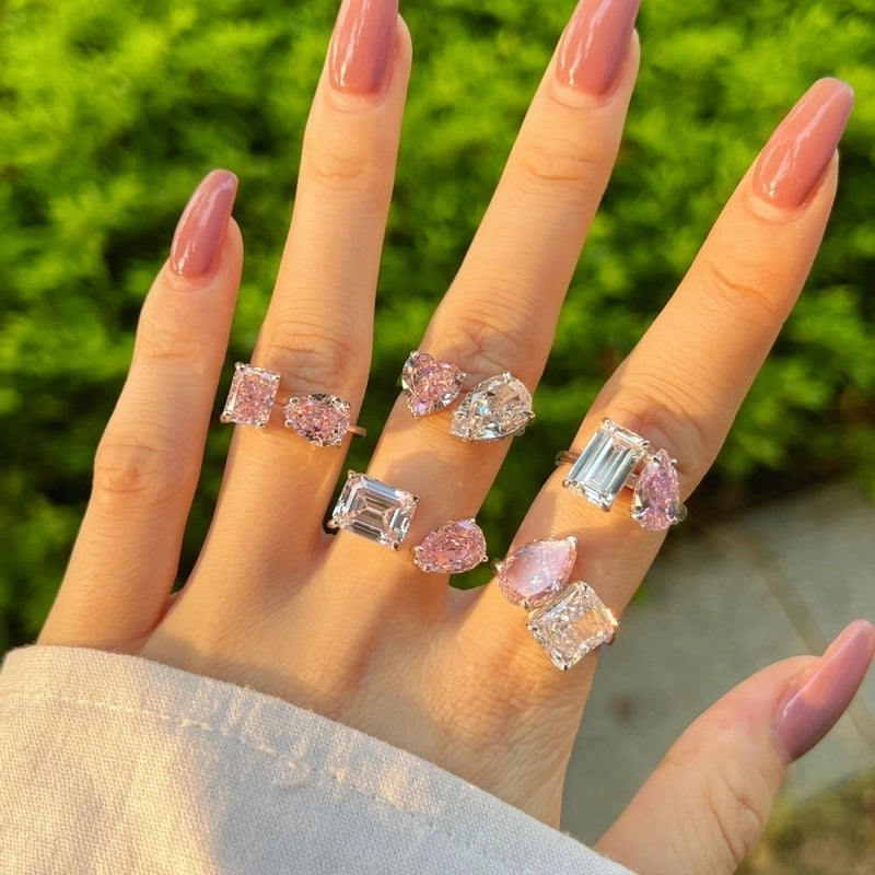 925 Sterling Silver Zircon Water Droplets Rings