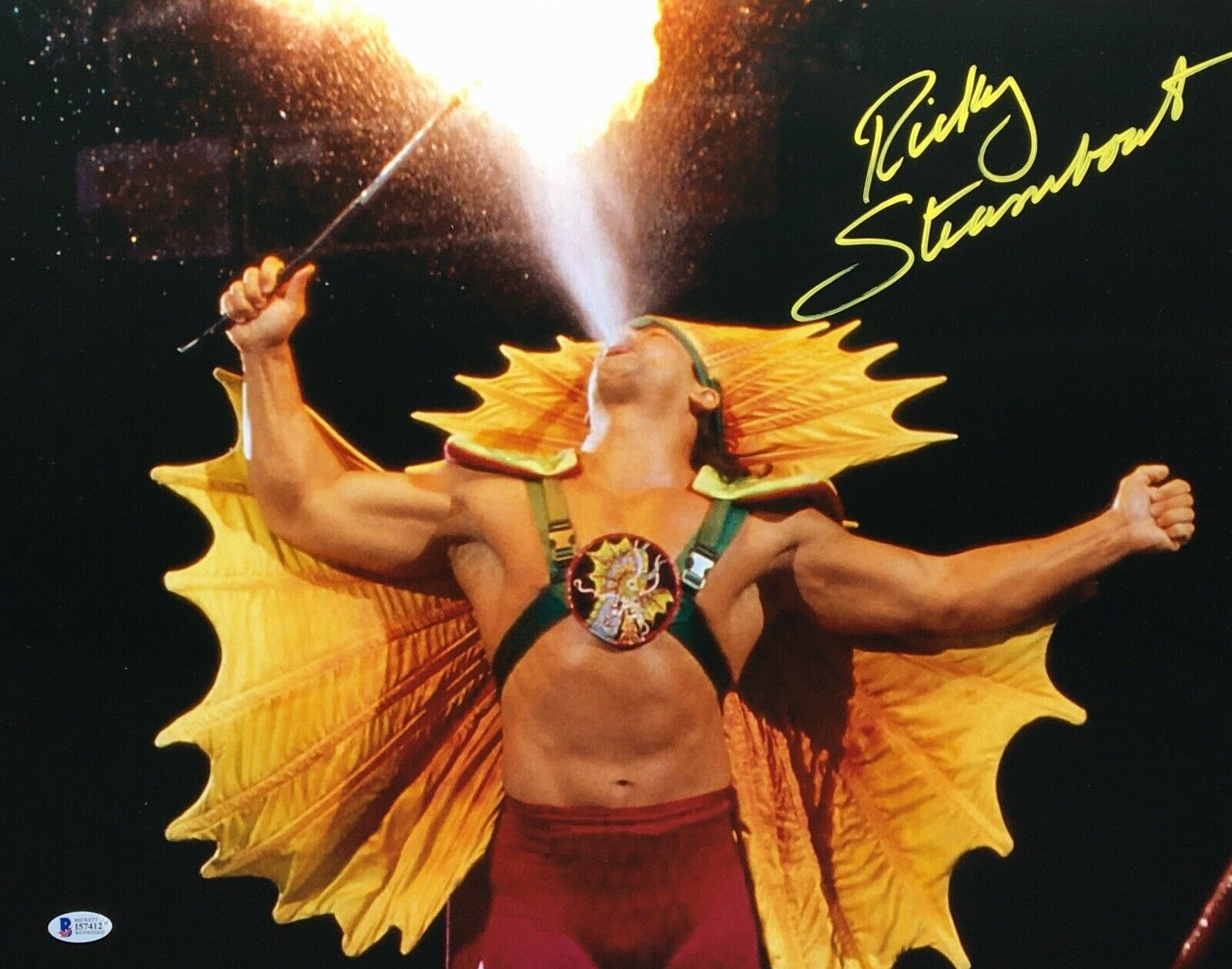 Ricky Steamboat Signed Wrestling 16x20 Photo Poster painting *The Dragon BAS Beckett I57412