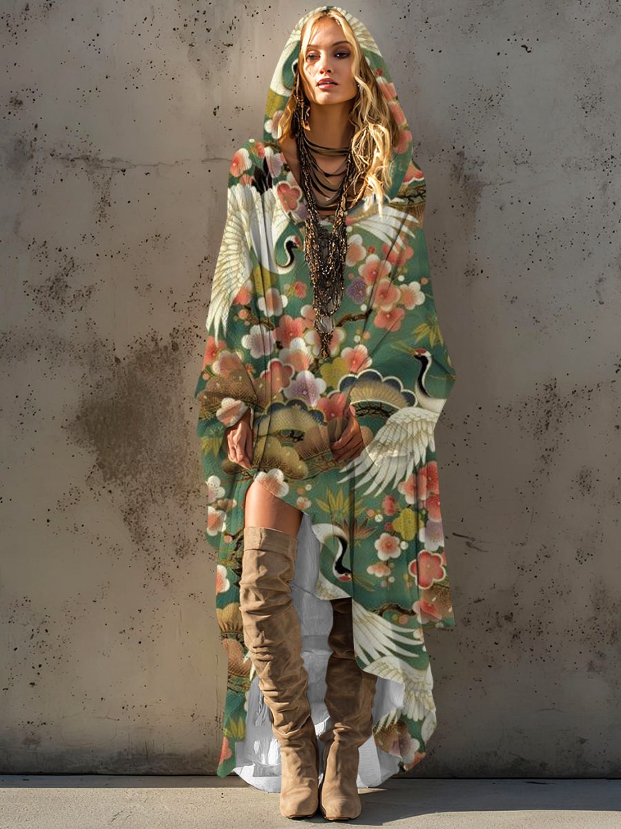 Women's autumn and winter cotton robe hooded smock dress