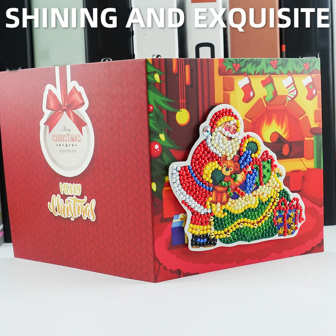 8PCS Christmas Atmosphere DIY Diamond Painting Greeting Card Kits with Envelopes Diamond Art Greeting Cards Diamond Art Cards Kits for Adults DIY Crafts Family Friend Gifts