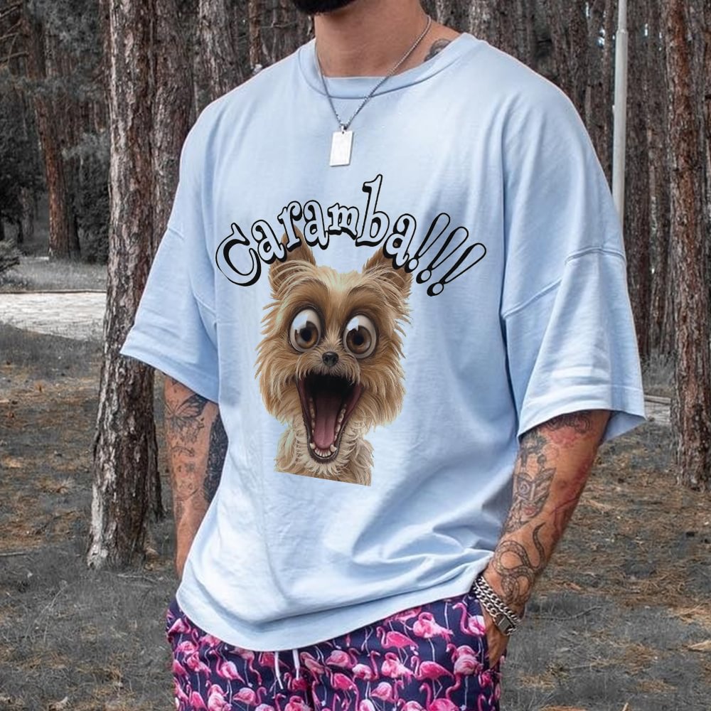 Dog Print Men's Casual T-Shirt、、URBENIE