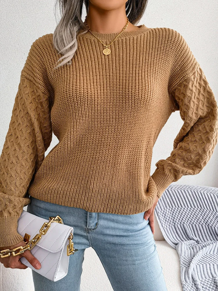Women's Winter Solid Color Casual Long Sleeve Crew Neck Sweater