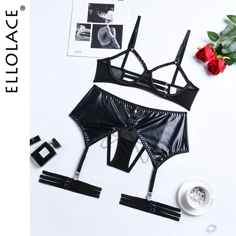 Billionm Ellolace Sensual Lingerie Suspenders Costumes For Sex Hollow Out Bra Underwear Porn Sexy Latex Outfits With Chain