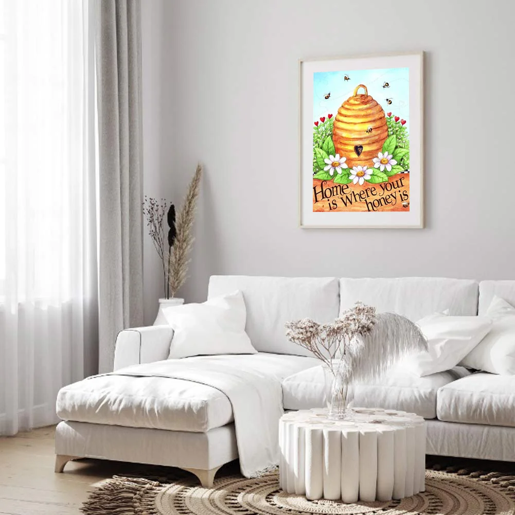 Full Round Diamond Painting 30*40cm - Hard-Working Bees Harvest A Bountiful Harvest