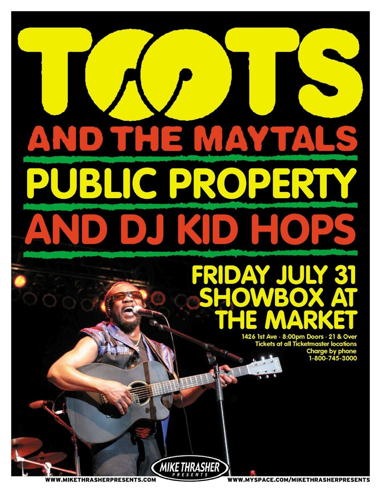 TOOTS AND THE MAYTALS 2009 Gig POSTER Seattle Concert Washington