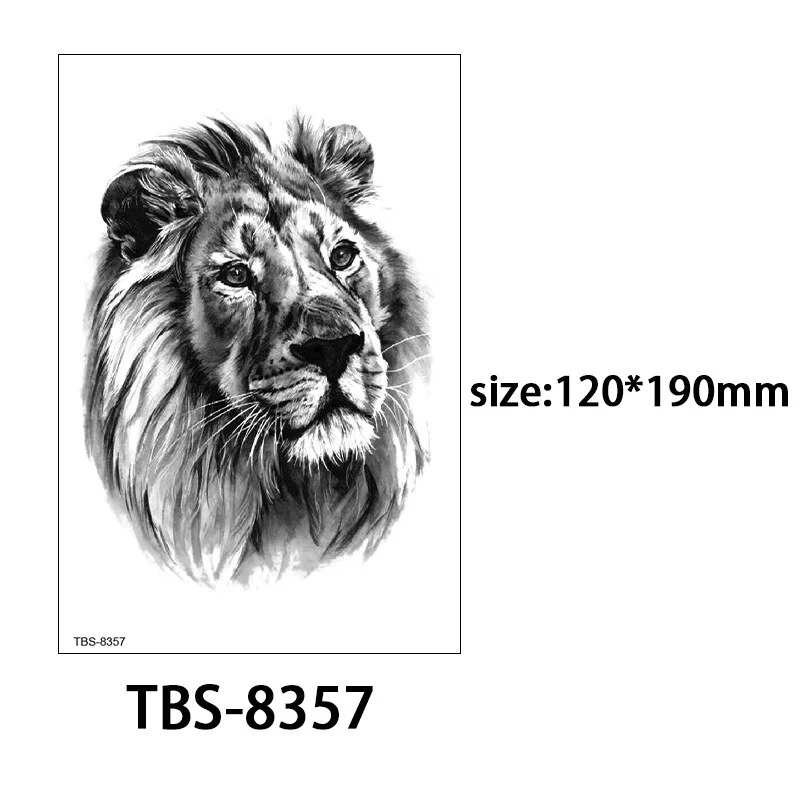 Sdrawing Forest King Animal Tattoo Sticker for Men Tiger Skull Skeleton Fake Tattoo for Women Wolf Tattoo Temporary Waterproof