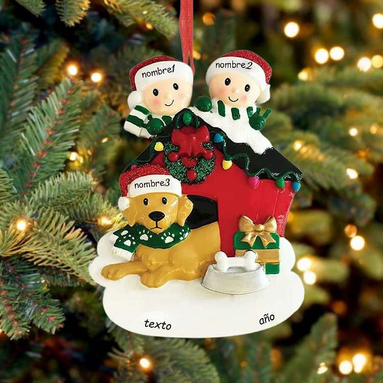Navidad-Muñecos Ornamentos Navideños 3 Nombres y 1 Año con Texto Personalizados Adorno de Madera