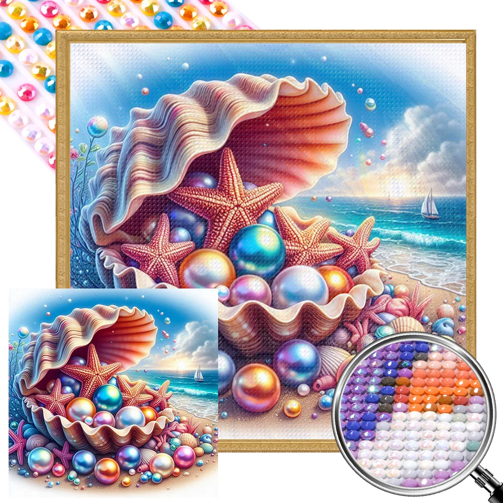 Full Round Partial AB Diamond Painting - Shells Starfish Pearl(Canvas|45*45cm)