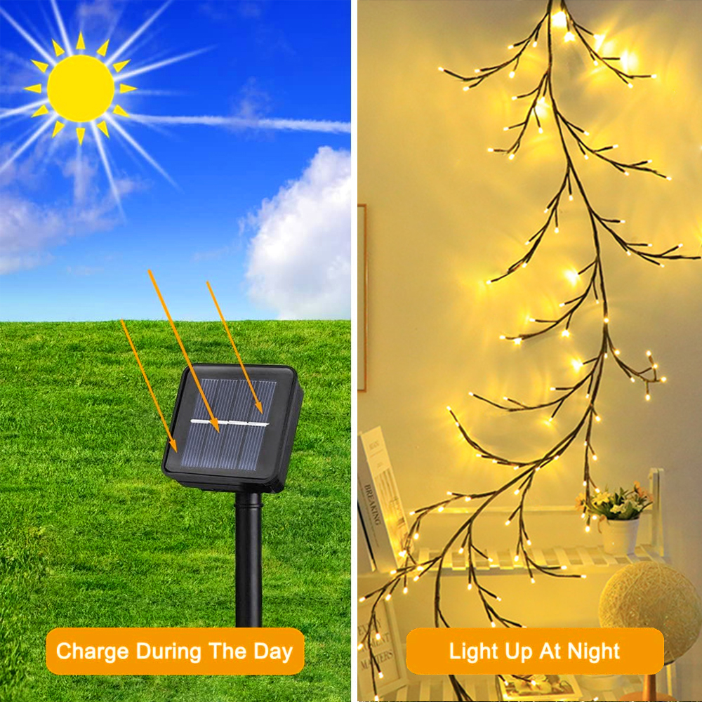 Tegooe Tegooe Solar Powered Willow Vine String Lights
