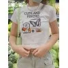 Mushroom Butterfly Print Crop Top