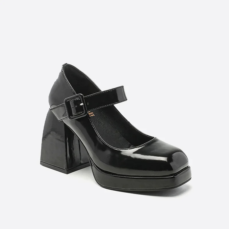 Minimalist Buckle Heeled Mary Janes