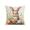 Set of 4 Easter Throw Pillow Covers 17.72x17.72in Bunny Square Pillowcase Cushion Case for Home Sofa Living Room Couch Bedroom Decor