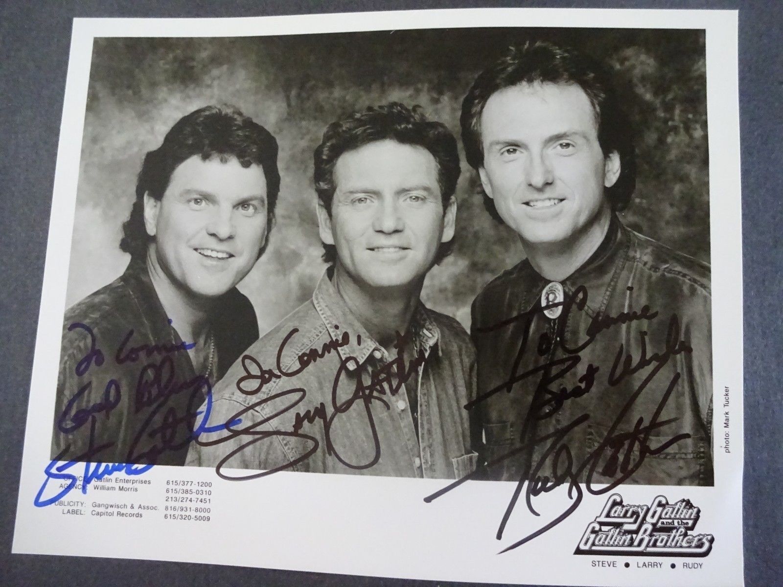 Original, Signé & Inscrit B / Avec Larry, Rudy & Steve Gatlin Promo Photo Poster painting