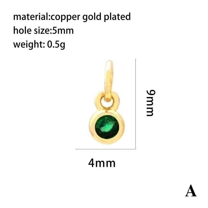 Casual Minimalist Round Rectangle Copper Plating Inlay Zircon 18k Gold Plated Charms