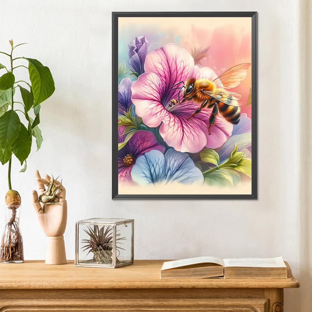 Full Round Diamond Painting 30*40cm - Flower Bee