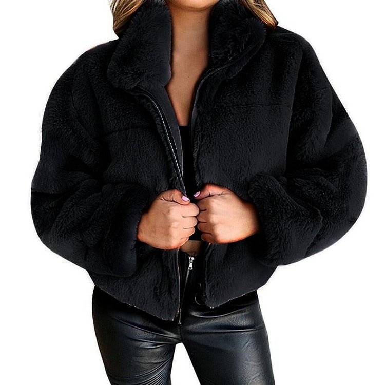 Winter Fleece Sweatershirt Sherpa Fleece Oversized Long Fluffy Autumn Winter Warm Wear Female Y2K Cropped Hoodies Overcoat - BlackFridayBuys