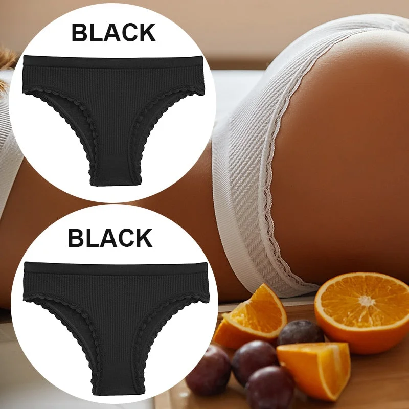 FINETOO 2PCS/Set Women Lace Seamless Sexy Panties 6 Solid Color Brazilian Panty Girl Briefs Lingerie Underpant M-2XL Underwear