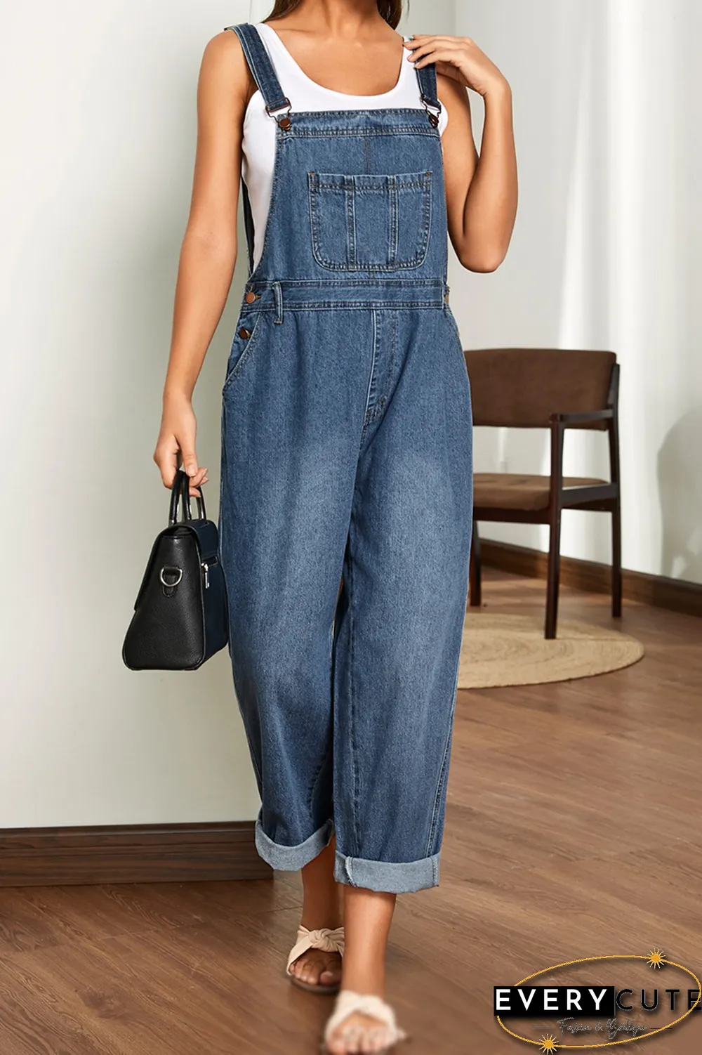Casual Solid Split Joint Harlan Jumpsuits