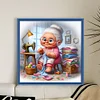 Happy Old Lady Doing Sewing-11CT Stamped Cross Stitch 45*45cm/17.72*17.72in