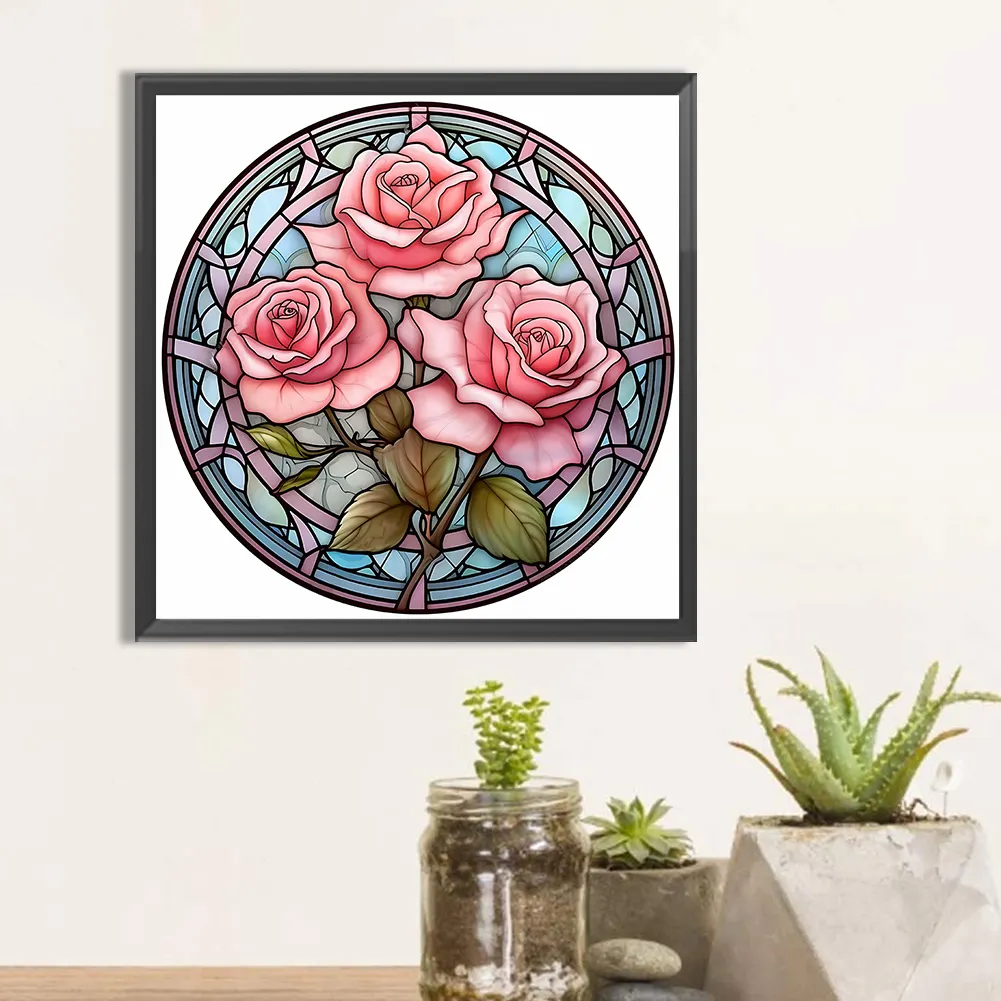 Diamond Painting - Full Round Drill - Stained Glass Flower(30*30cm)