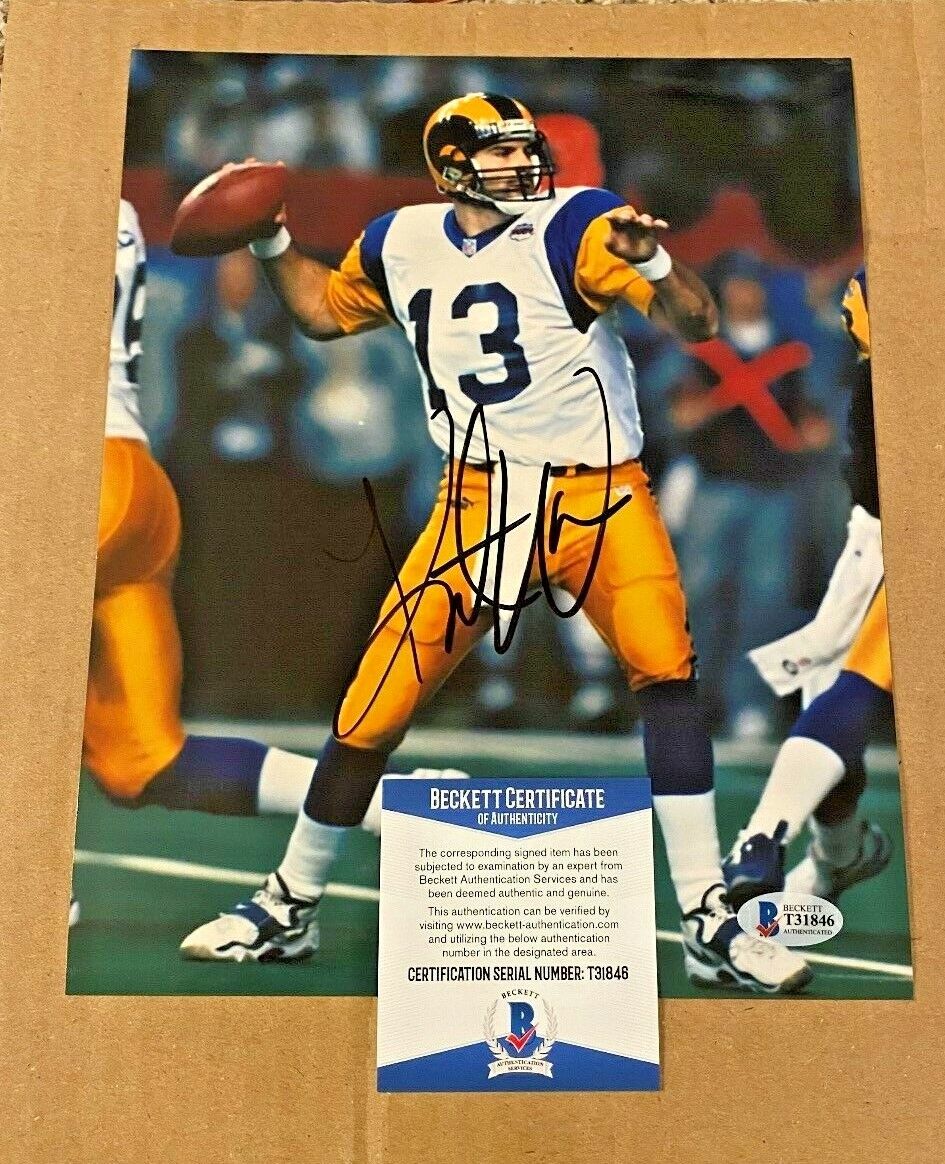 KURT WARNER SIGNED 8X10 ST. LOUIS RAMS Photo Poster painting BECKETT CERTIFIED #2