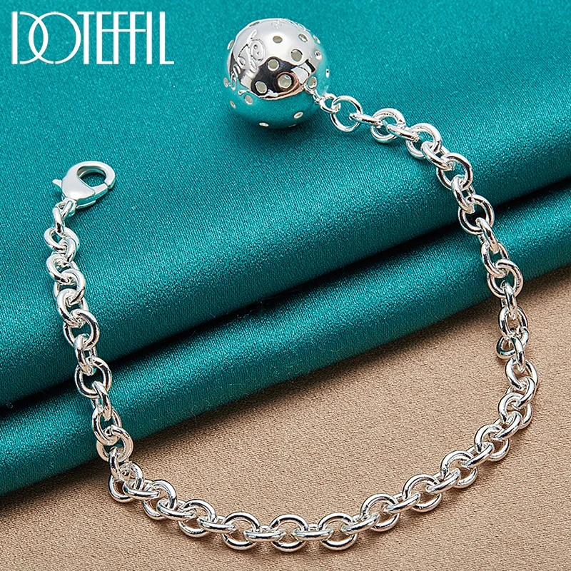 925 Sterling Silver Chain Ball Bead Bracelet For Women Jewelry