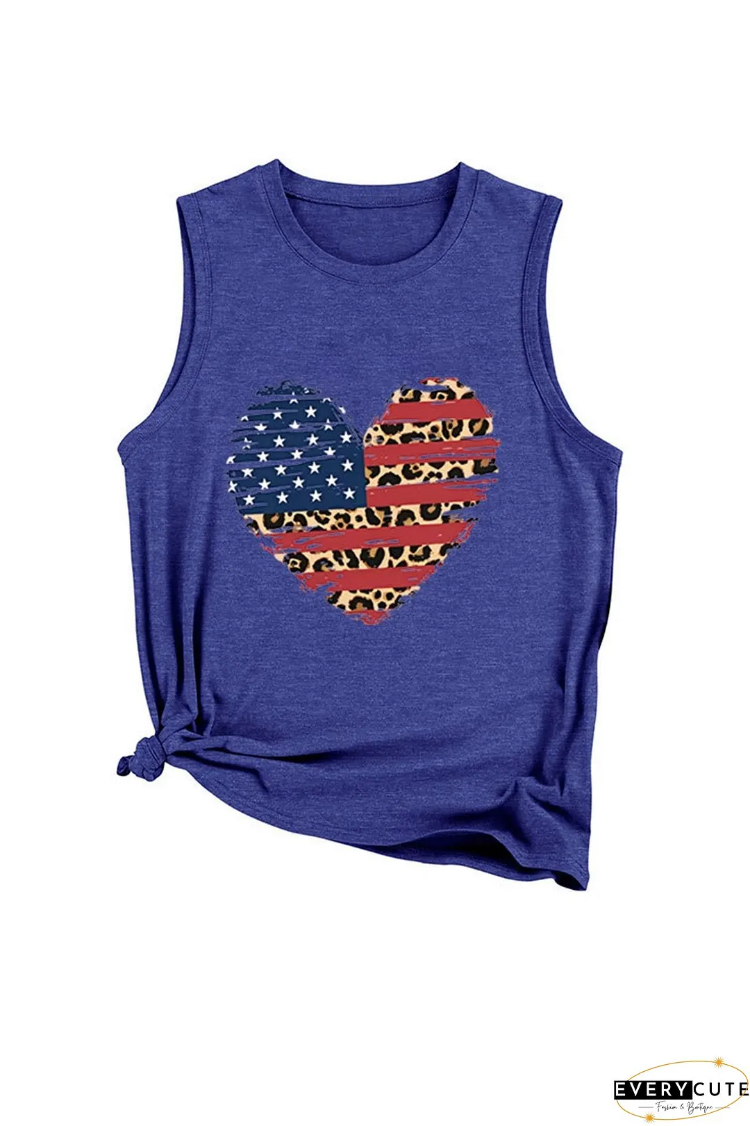 Peach Heart Flag Graphic Sleeveless T-shirt