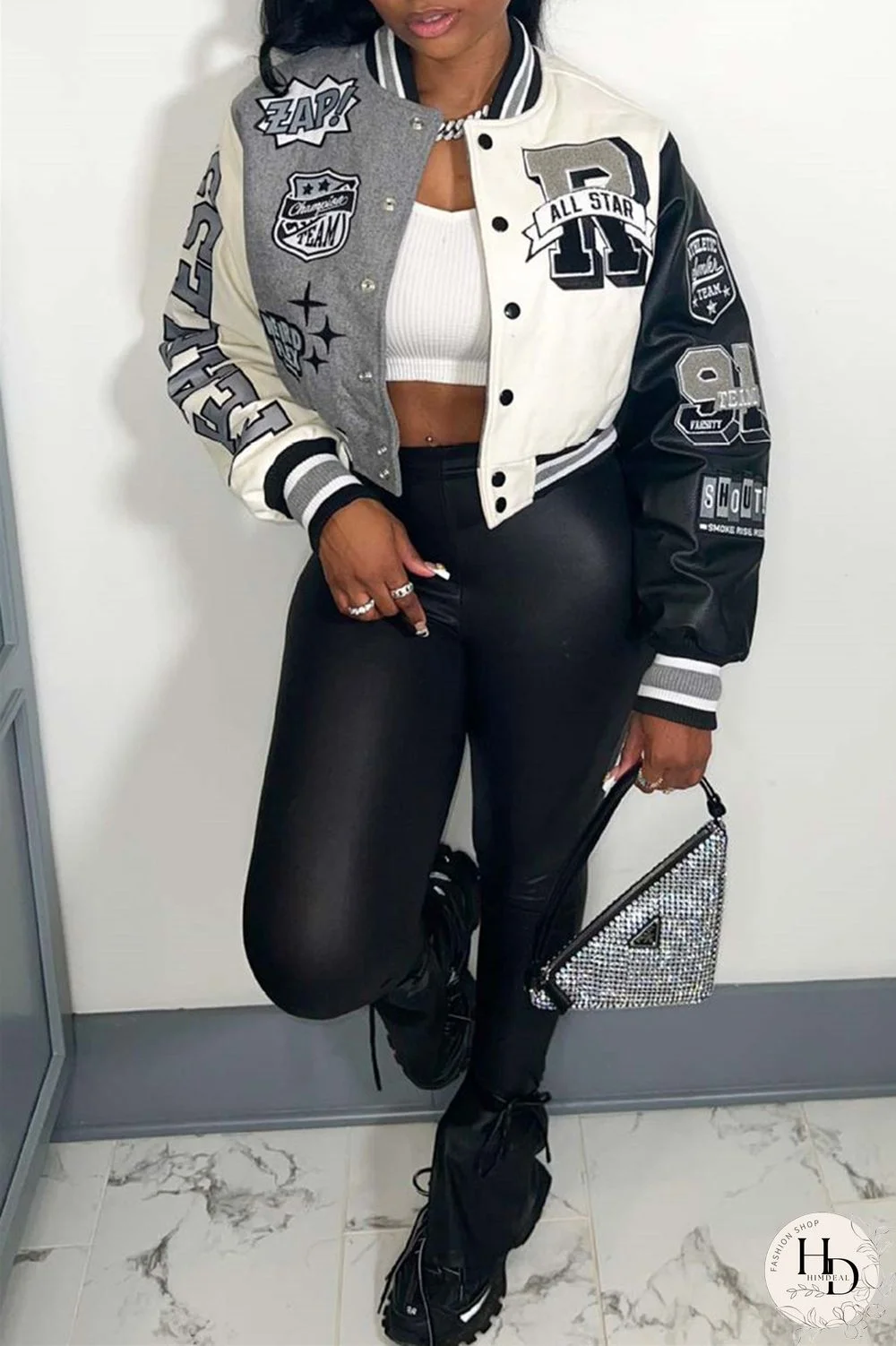 Red Casual Print Patchwork O Neck Outerwear