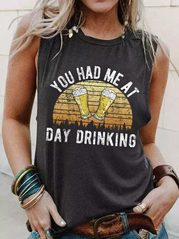 You Had Me At Day Drinking Sunset Print Sleeveless Tank