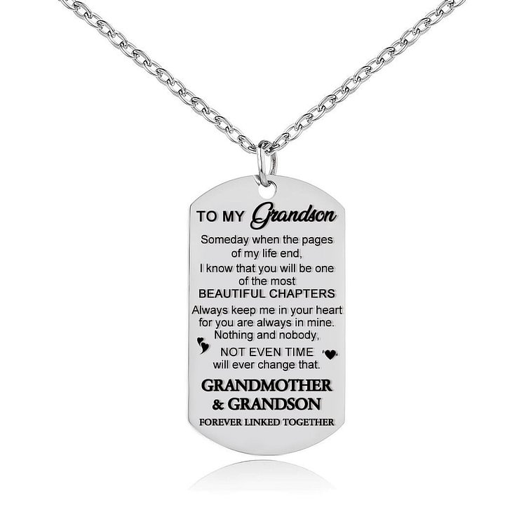 For Grandson - Grandmother And Grandson Forever Linked Together Pendant Necklace