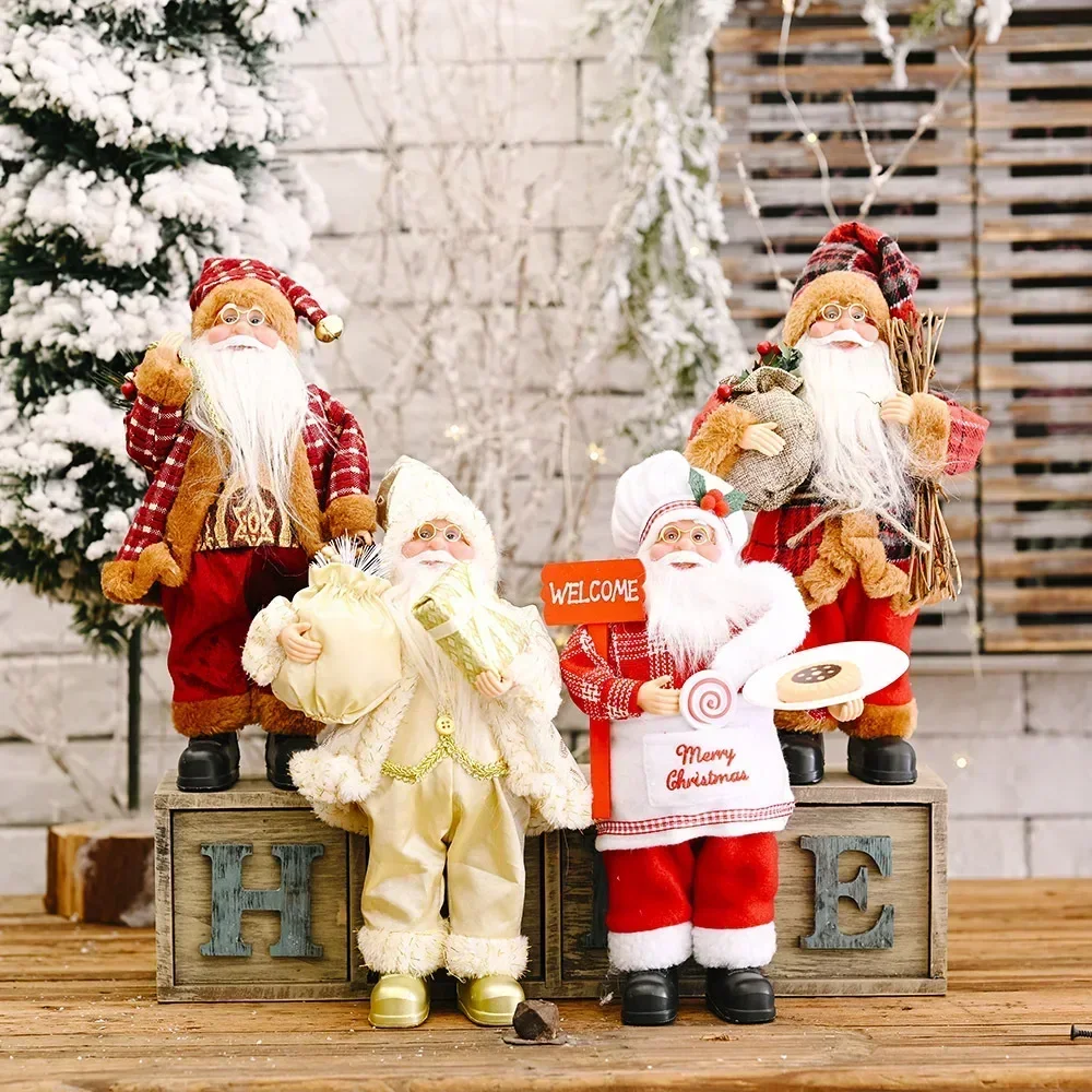 Tegooe 30CM Plush Santa Claus Doll Christmas Desktop Ornaments New Year Gift