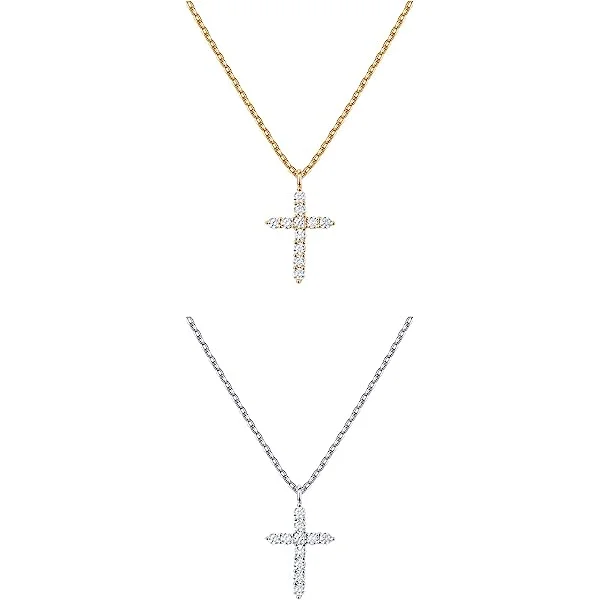 PAVOI 14K Gold Plated Cubic Zirconia Cross Necklace for Women | Cross Faith Pendant Necklaces 14K Gold Plated Yellow Gold