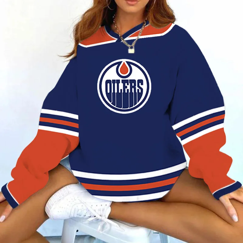 Women's Support Edmonton Oilers Hockey Print Sweatshirt