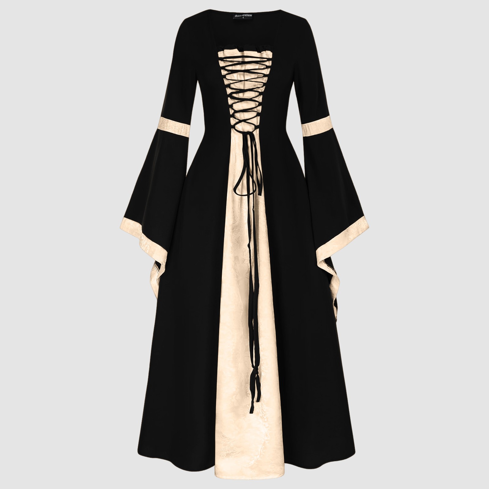 Magibyte fairy dresses Women European Medieval Court Fancy Vampire Halloween Cosplay Costume Carnival Vintage Strapless Long Sleeve Queen Elegant Dress