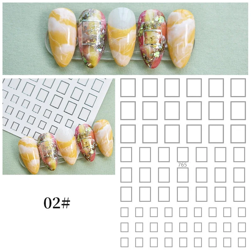 3D Stickers Bendable Gold Silver Lines Striping Tape Sticker Black White Lines Geometry Slider Decals For Manicures Decor