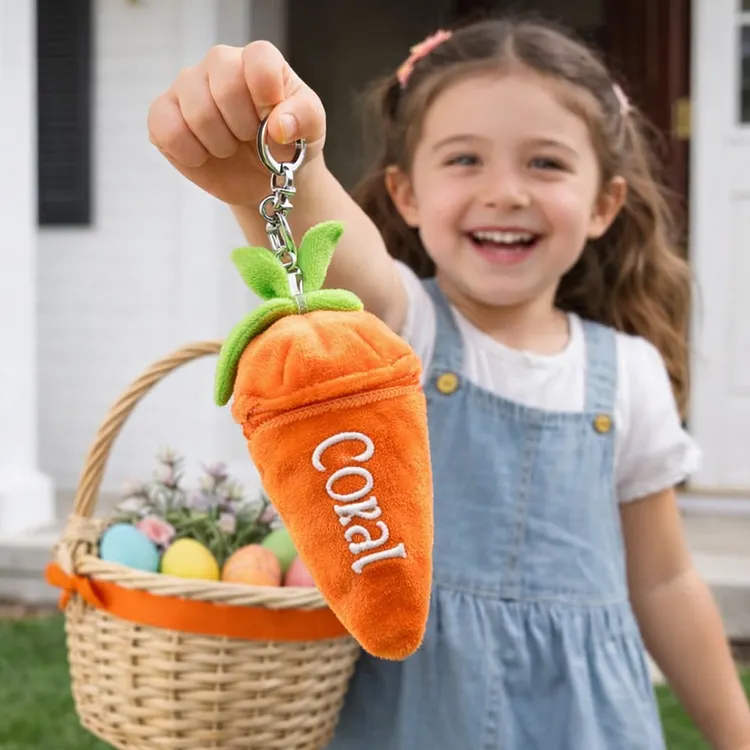 Personalized Bunny Rabbit, Plush Reversible Carrot Keychain, Custom Stuffed Animal Keychain, Easter Gifts