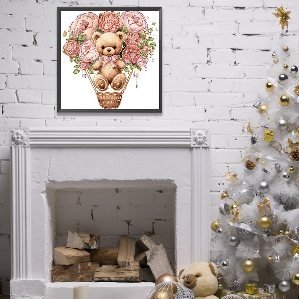 Diamond Painting - Partial Special Shaped Drill - Flower Balloon Bear(Canvas|30*30cm)